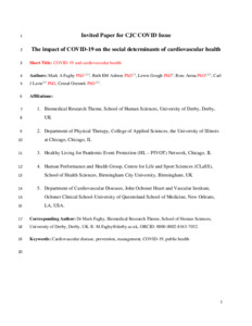 The impact of COVID-19 on the social determinants of cardiovascular health